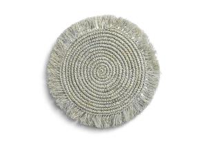 Gray Woven Sisal Fringe Charger